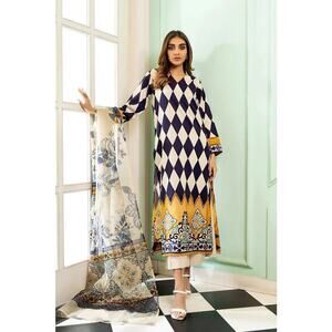 NWT Lulusar Women's Cream Blue Biakin Long Shirt Dress coverup Size Large